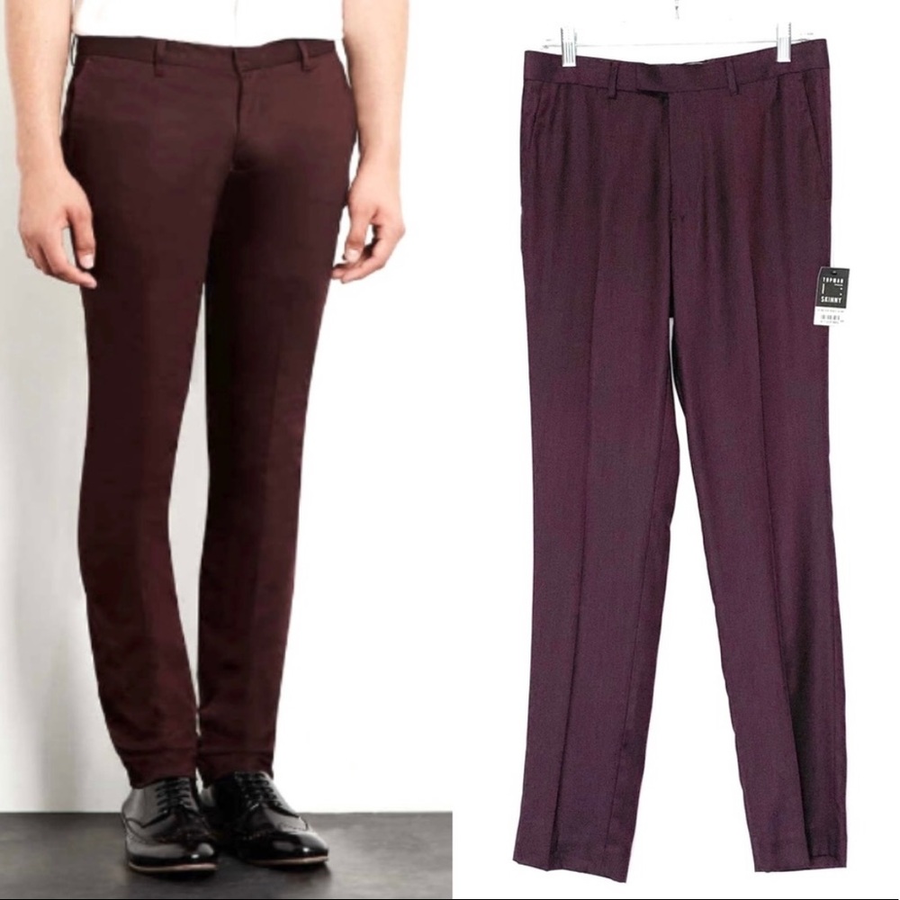 NWT Topman Dark Burgundy Skinny Fit Dress Pants